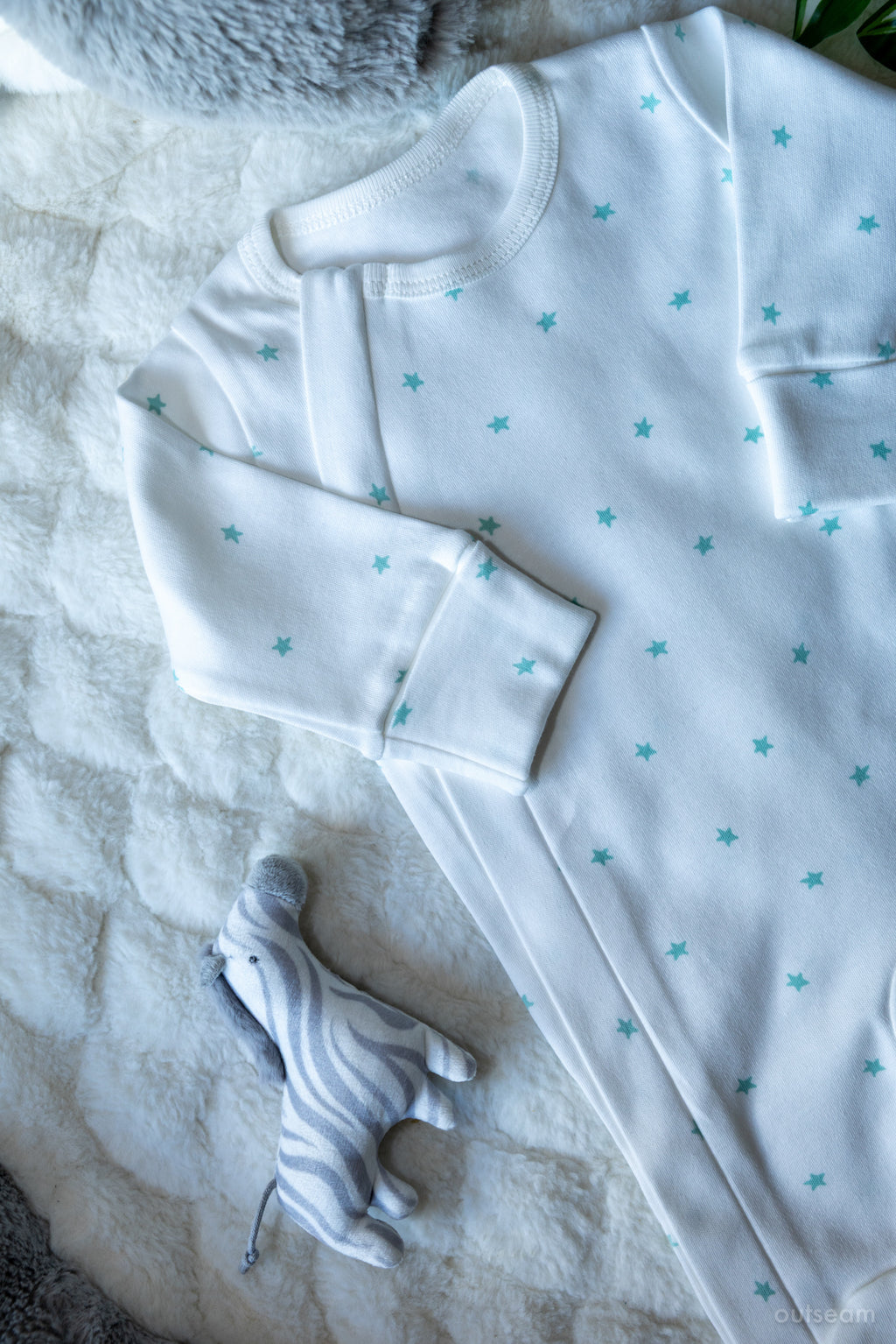 Outseam Sleepsuit Zipper Mint Stars — detail view 2